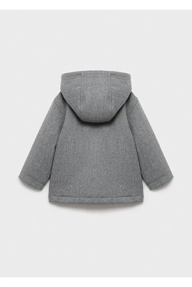 Детское пальто для девочек с капюшоном Mango Baby, Gray — фото 2