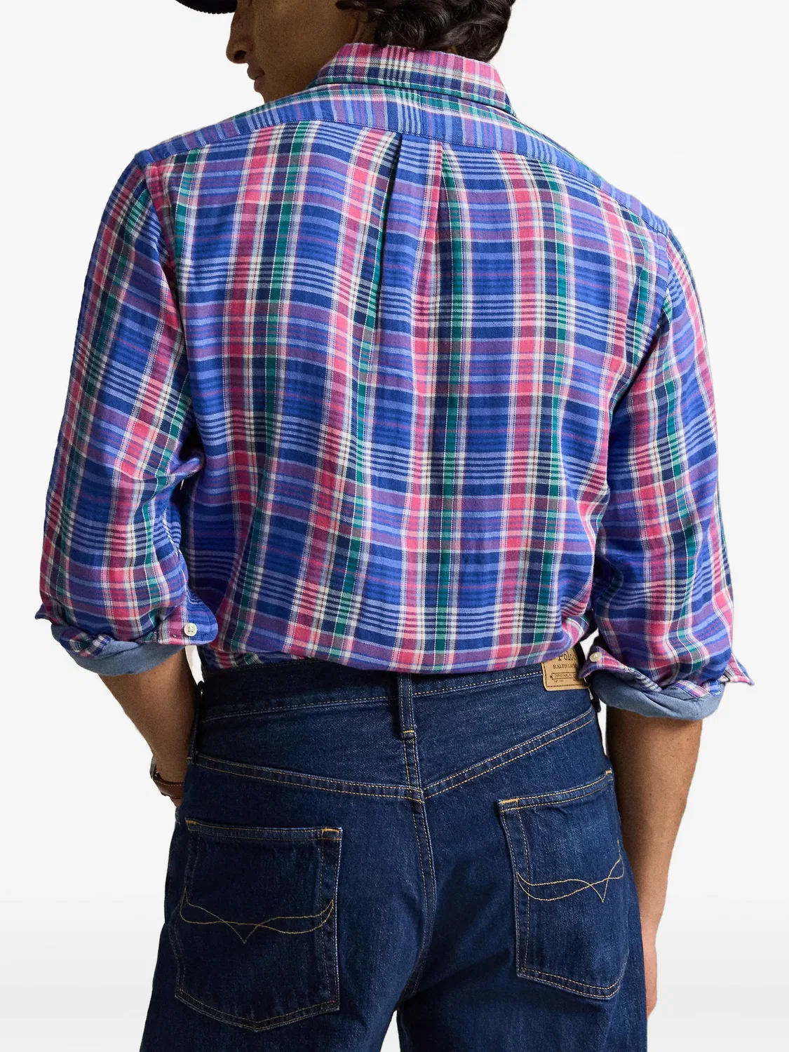 Рубашка в клетку синяя хлопковая Polo Ralph Lauren, синий — фото 3