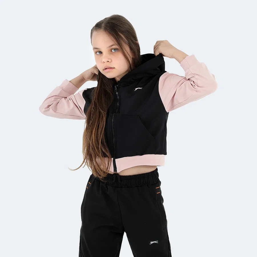 Детский свитшот с капюшоном и молнией Slazenger, Черный