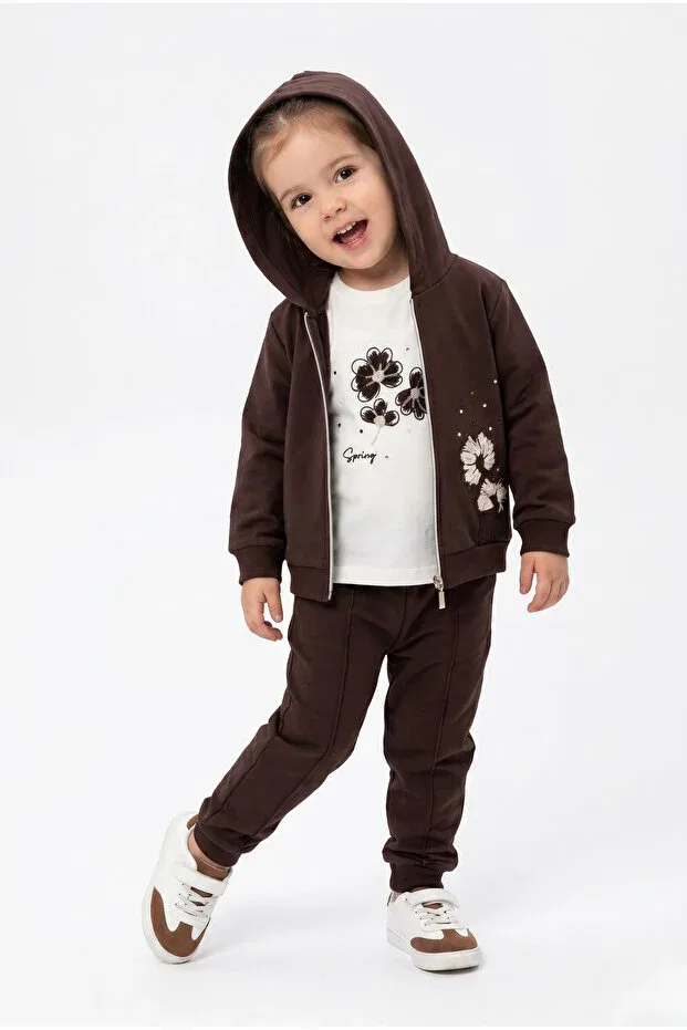 Детский комплект спортивных костюмов для девочек с вышивкой Toontoy, Brown