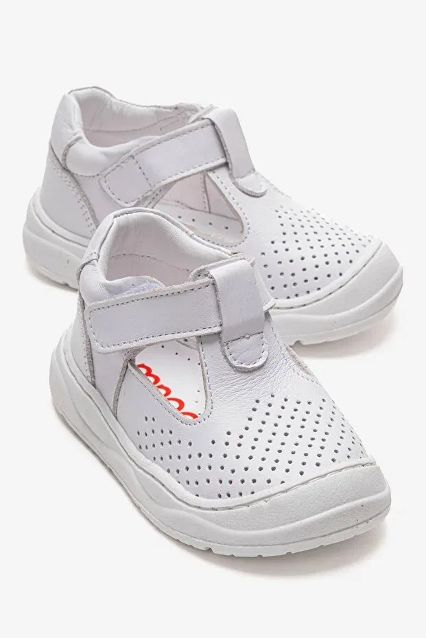 Детские кроссовки для ходьбы из натуральной кожи Mnpc, White