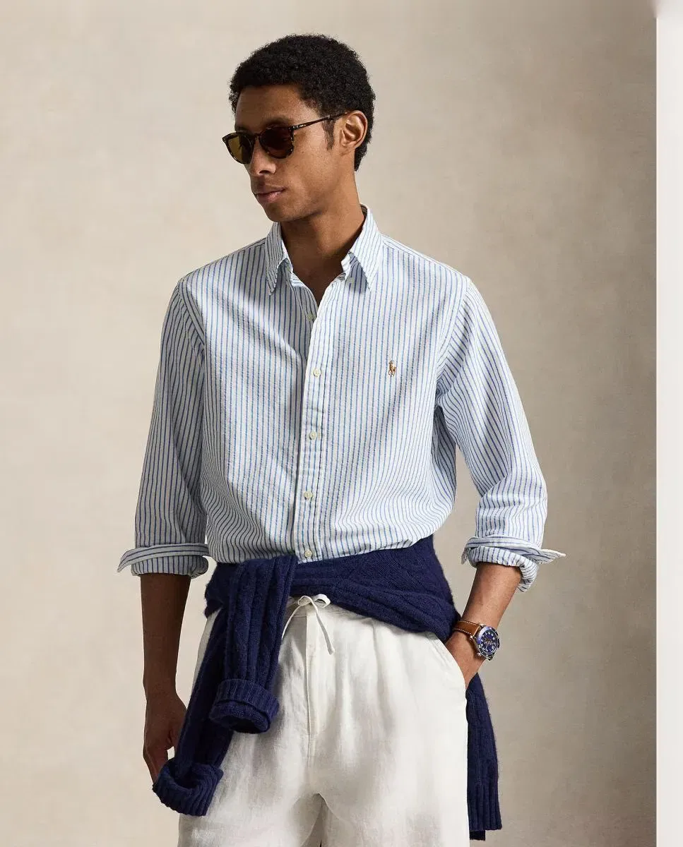 Мужская рубашка оксфорд Slim Fit Polo Ralph Lauren, Синий