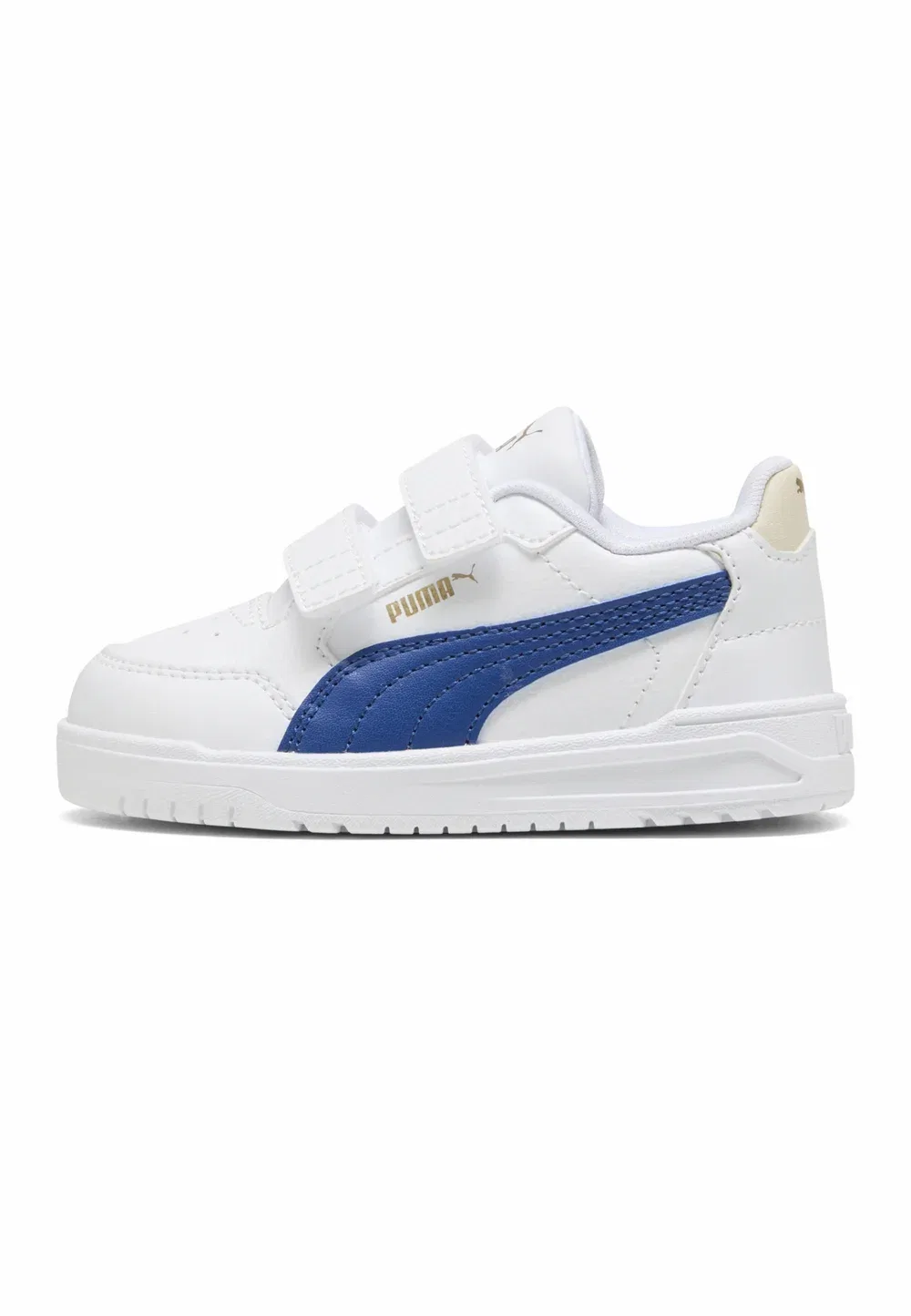 Кроссовки - детская обувь Puma, White-Clyde Royal- Gold