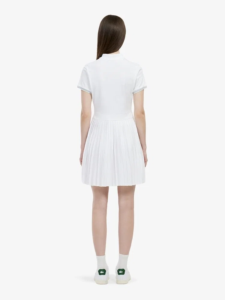 Платье теннисное LACOSTE White, Классический крой, Белое — фото 3