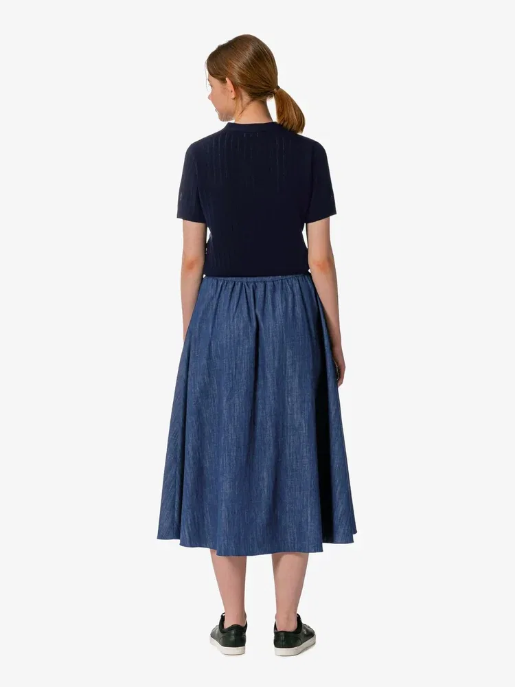 Юбка миди LACOSTE A-силуэта, Royal Blue — фото 4