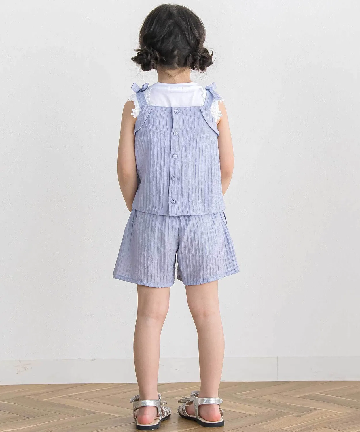 Детский комплект из туники и шорт из сатена с бантом BeBe Petits Pois Vert, Black — фото 3