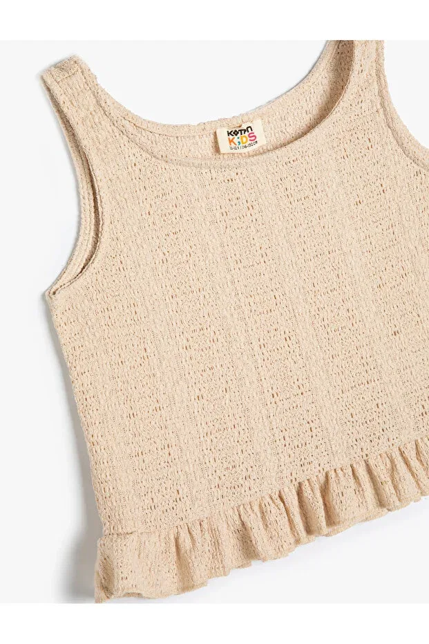 Детская майка для девочек текстильная Athlete strap textured round neck Koton, Ecru — фото 3