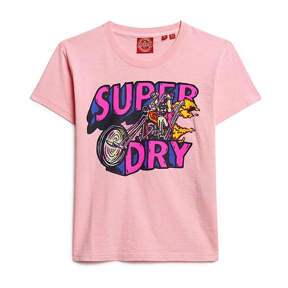 Футболка с коротким рукавом Superdry Neon Motor Graphic Fitted, розовый — фото 2