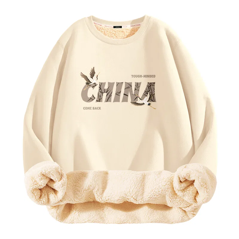 Детское свитшот утепленный с начесом MINISO, Цвет Super-Warm Sherpa Black (B Chinese Crane) — фото 4