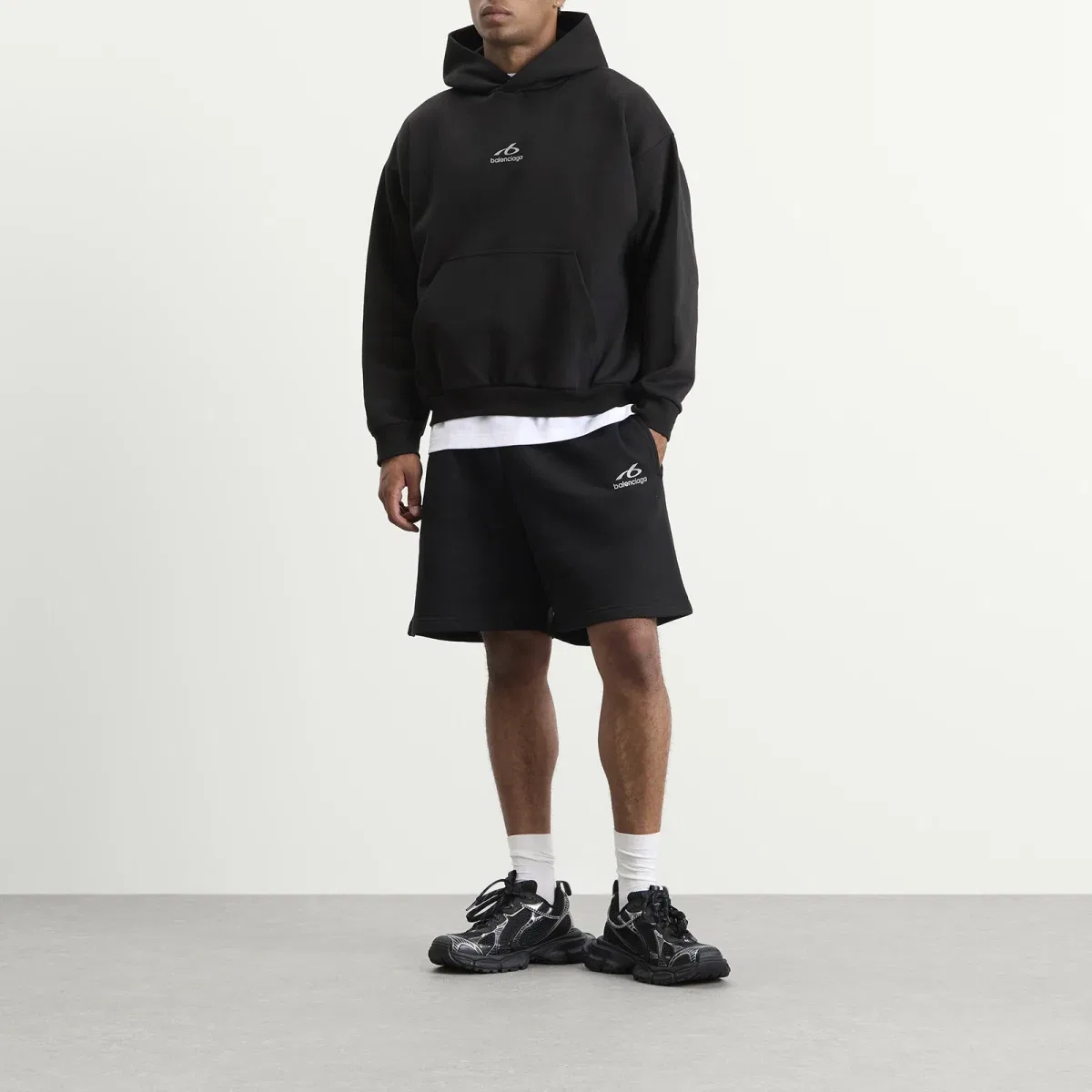 Худи с принтом Logo regular fit Balenciaga, Black — фото 4