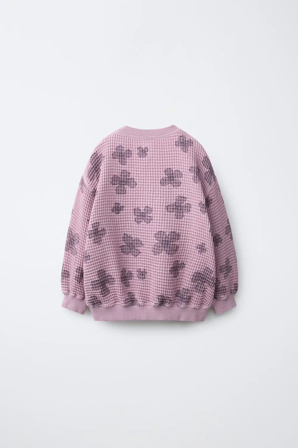Свитшот с цветочным принтом, вафельной вязки ZARA, Pink — фото 2