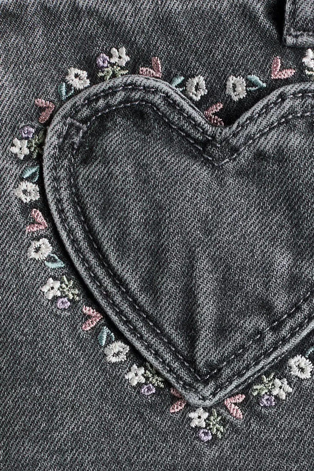 Свободные джинсы с широкими штанинами H&M, Denimgrau/Blumen — фото 4