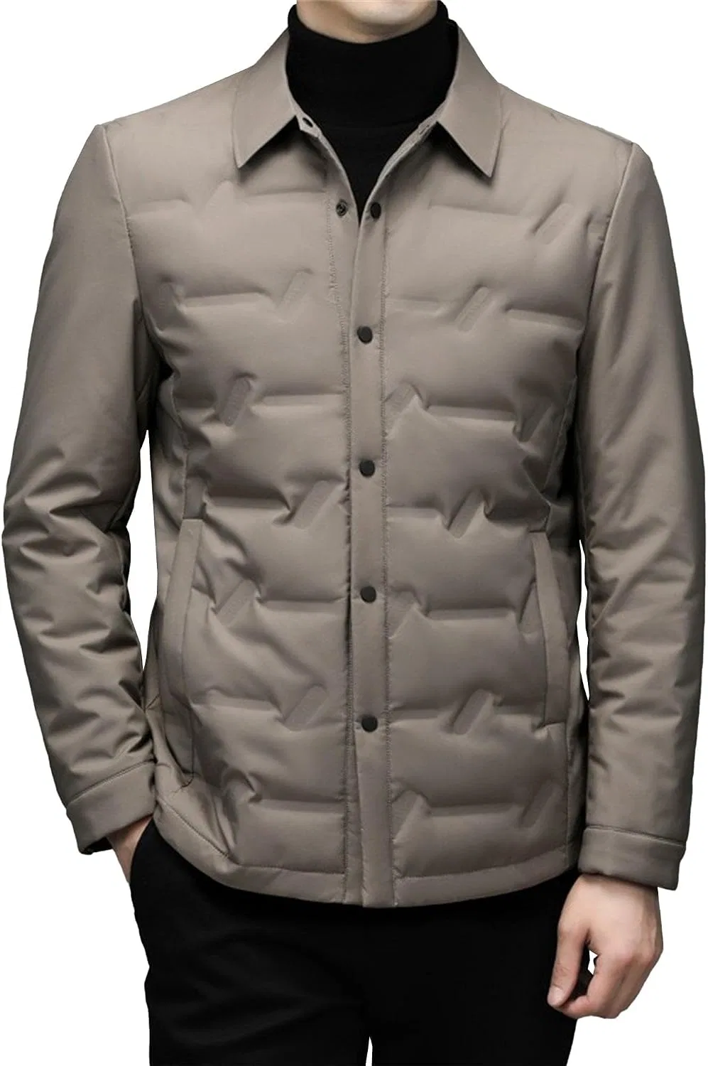 Мужское пальто-пуховик с принтом Classic White Duck Down Jacket Solid Color Zip Up Puffer Coat Warm Insulated Windproof Coats, серый
