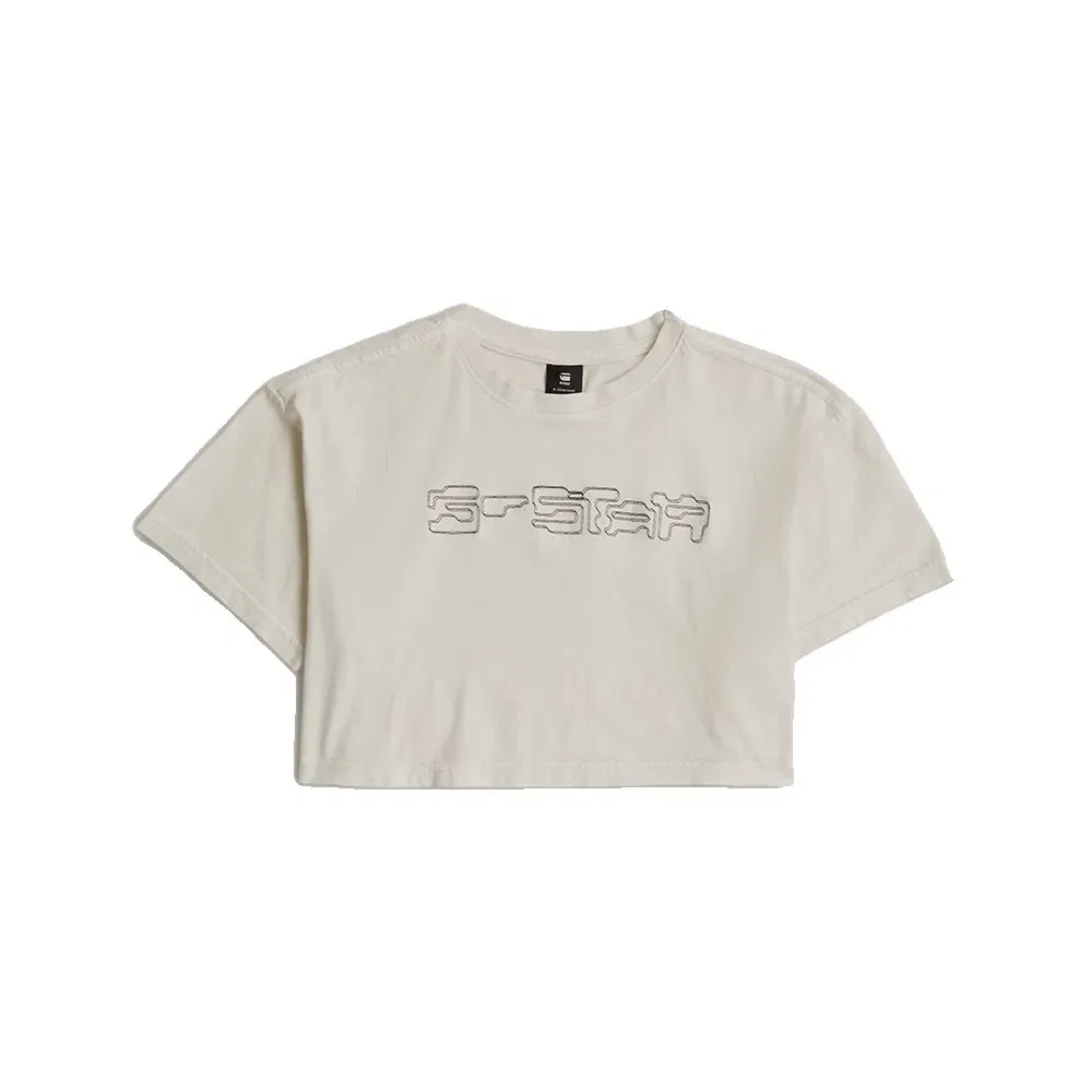 Детская футболка с коротким рукавом Boxy Cropped Tee G-Star, Beige — фото 3