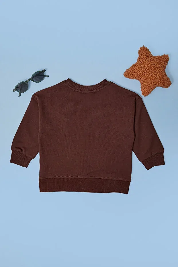 Детские свитшот для девочек с вышивкой бантом Fulla Moda, Brown — фото 4
