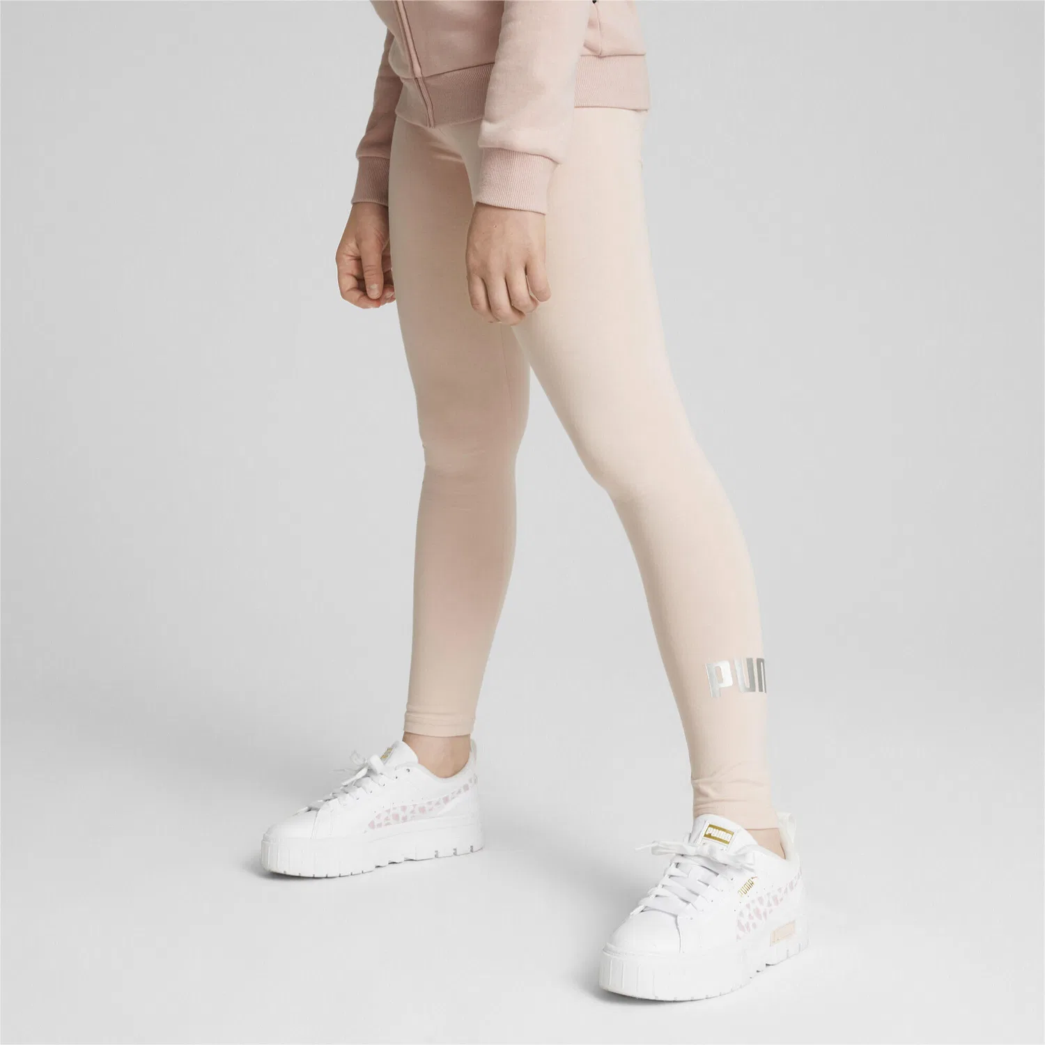 Детские леггинсы с логотипом Essentials+ Puma, Роза / Грау — фото 2