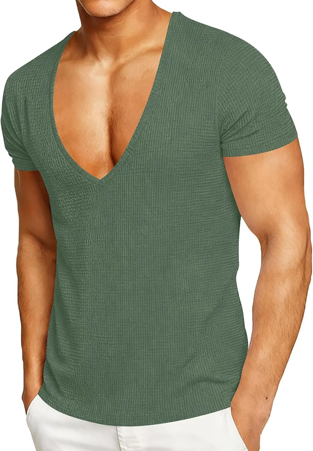 Мужская футболка с V-образным вырезом Athletic Fit, Green — фото 2