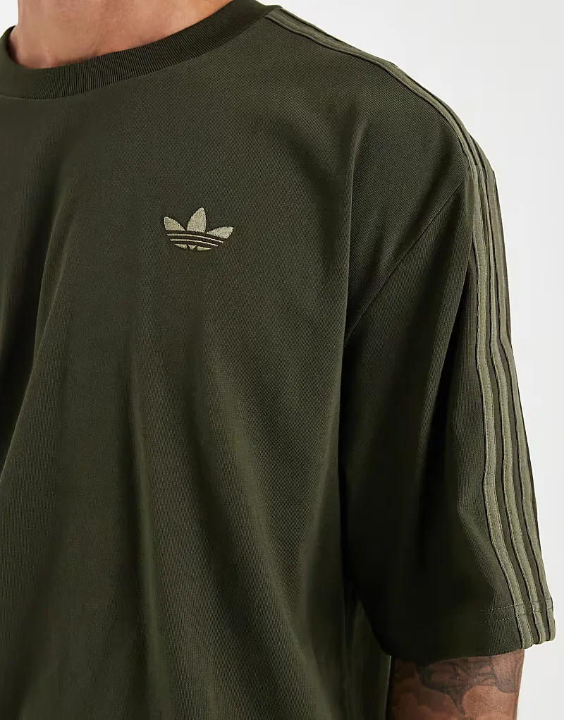 Футболка Adidas Originals Adicolor с тремя полосками, свободного кроя, в стиле ночной карго — фото 3