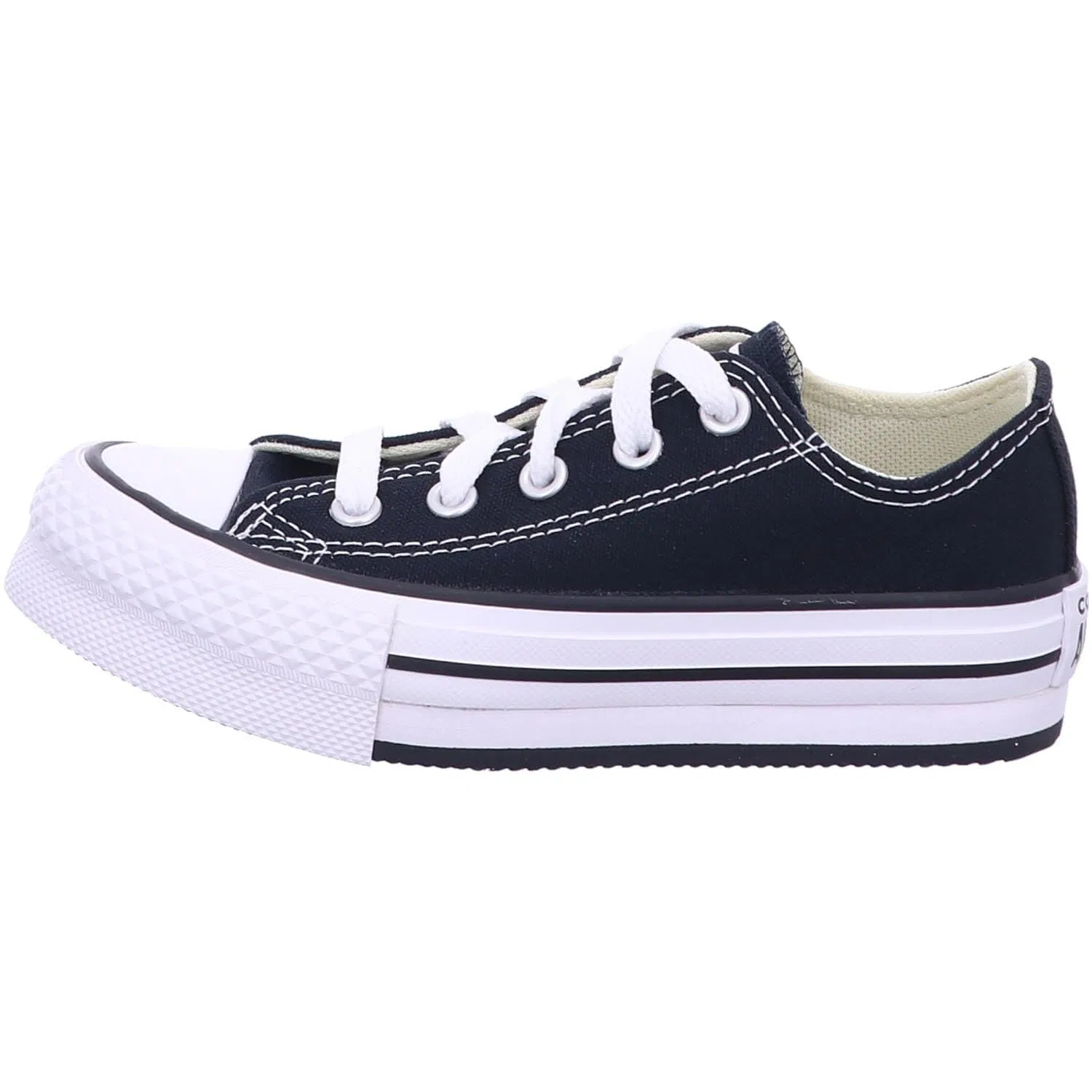 Детские кроссовки для девочек на платформе Converse, Black White Black — фото 2