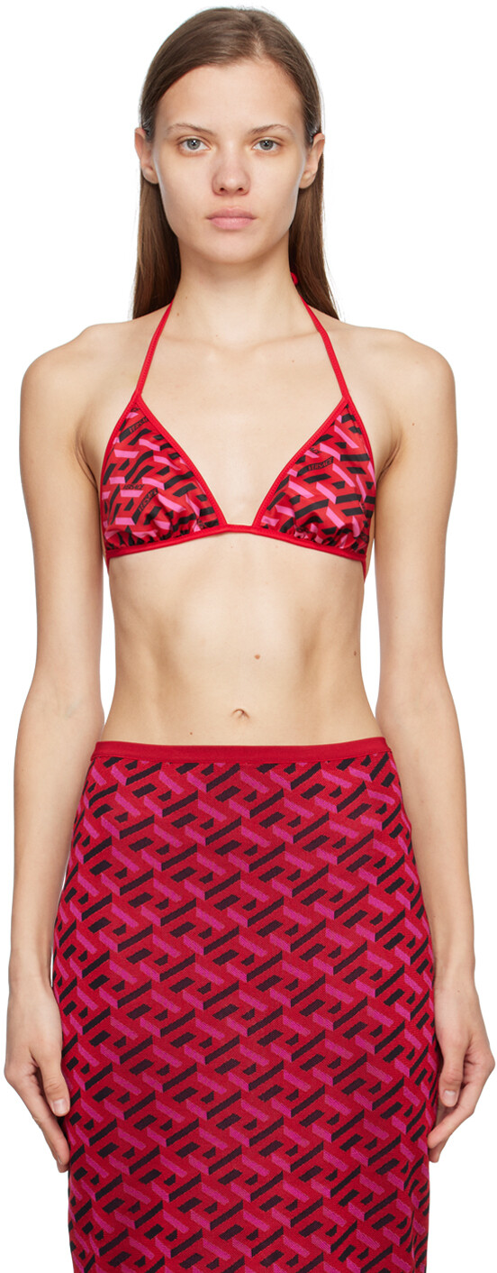 

Красный двусторонний бикини-топ La Greca Versace Underwear