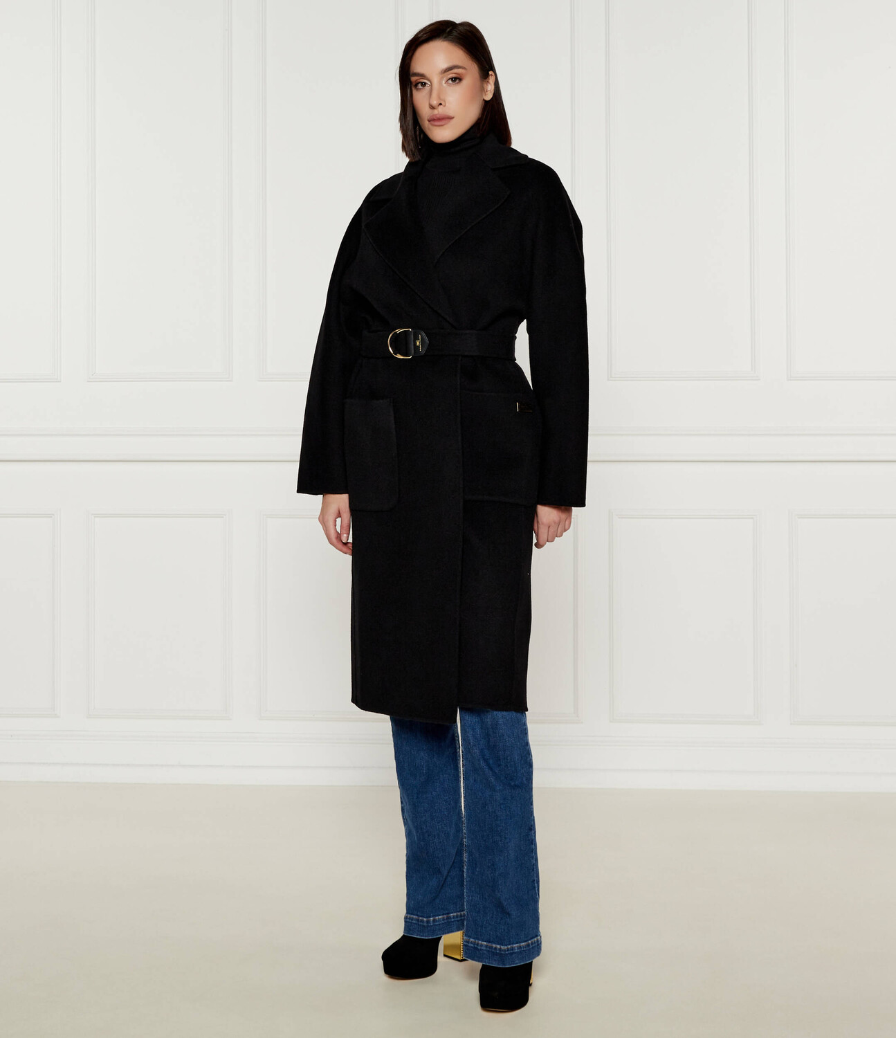 

Шерстяное пальто Elisabetta Franchi, черный