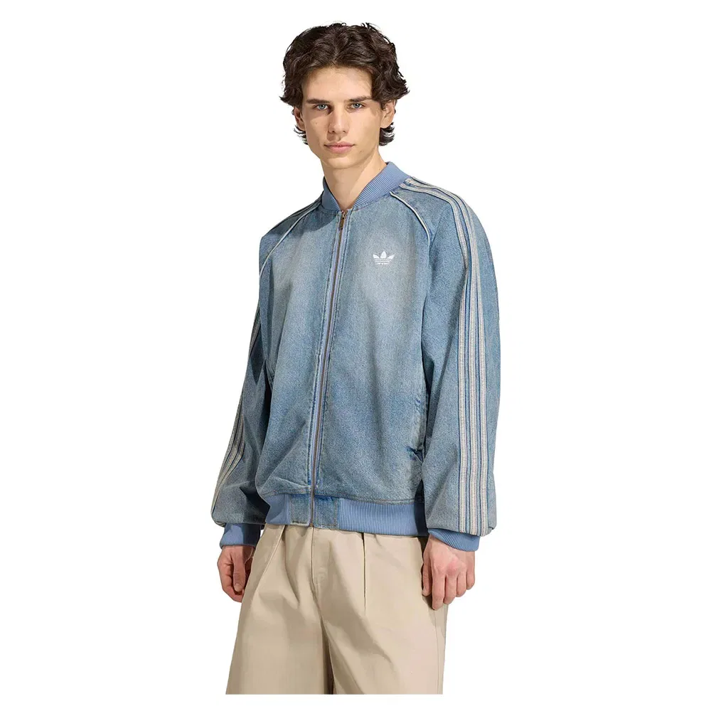 Мужская джинсовая куртка-трак топ с принтом Adidas Originals SST Adicolor, Blue