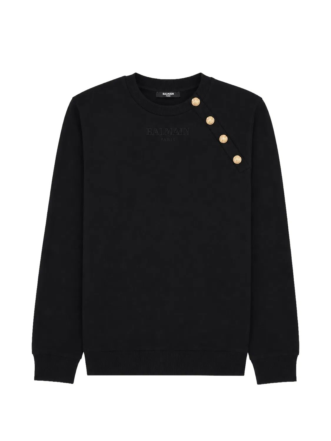 Свитшот с декоративными пуговицами Balmain, черный