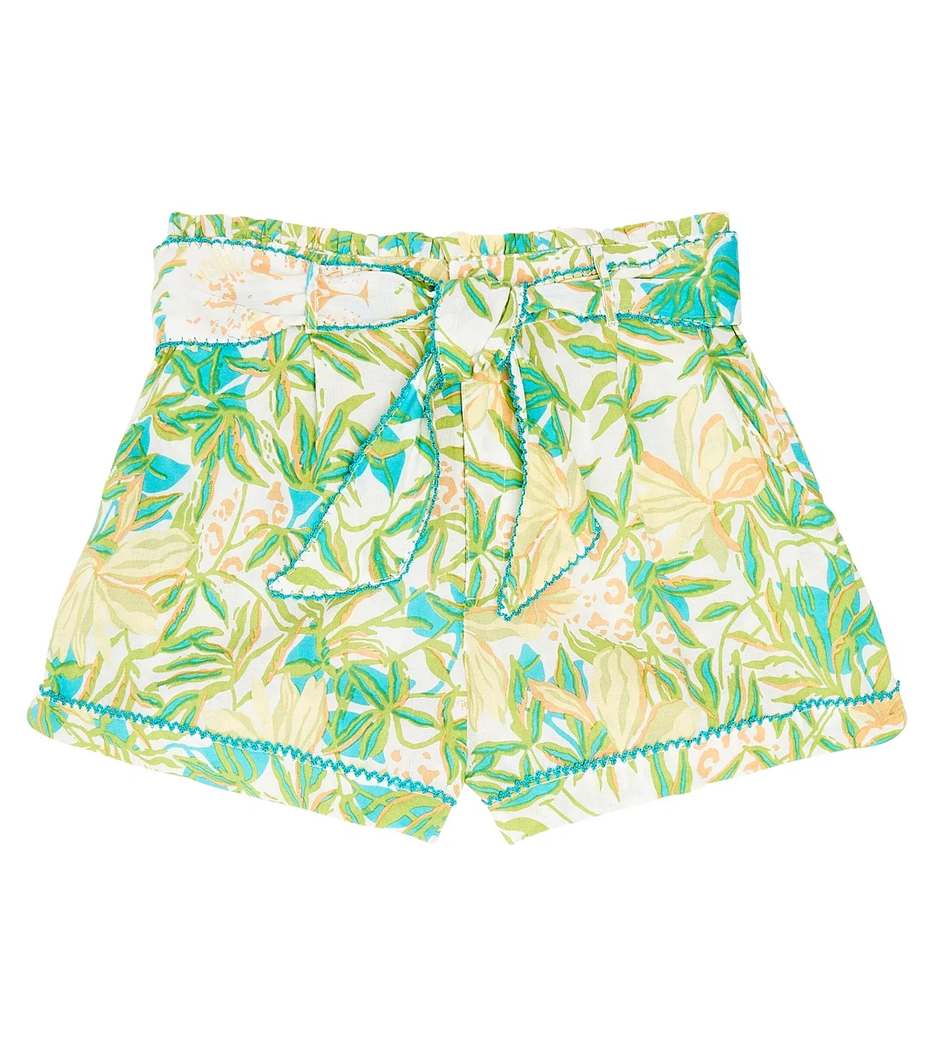 Шорты с цветочным принтом Rachel Poupette St Barth Kids, Green Orchid