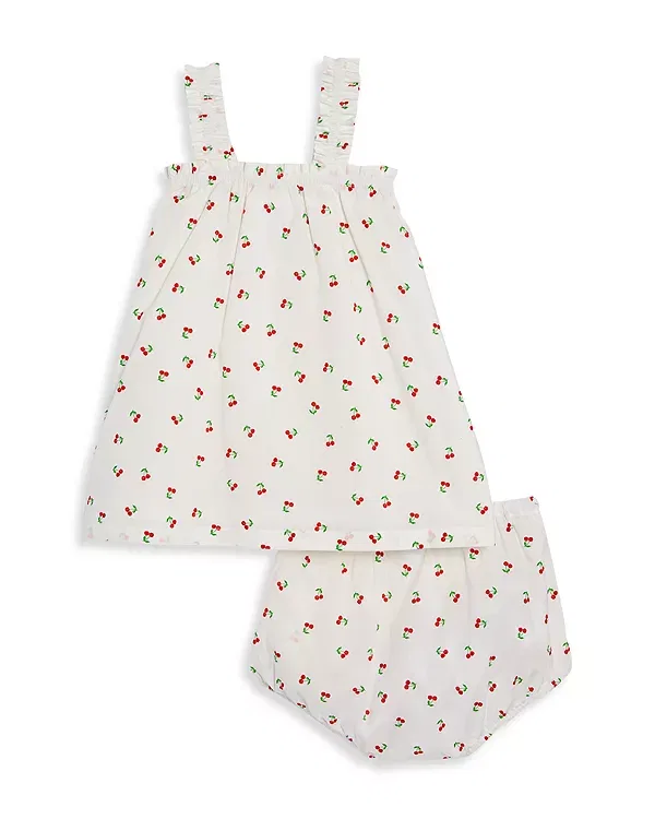 Детский комплект платья и подгузника с принтом Cherry Bloomie's Baby, White/Cherry — фото 2