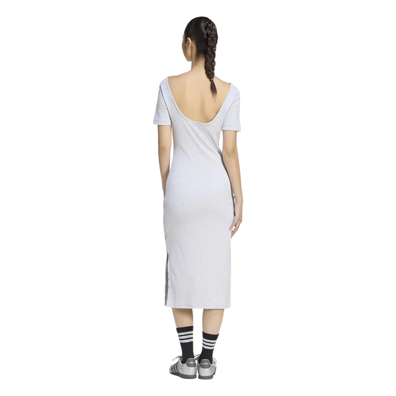 Женское платье midi Rib Dress Adidas, цвет Light Grey Heather — фото 2