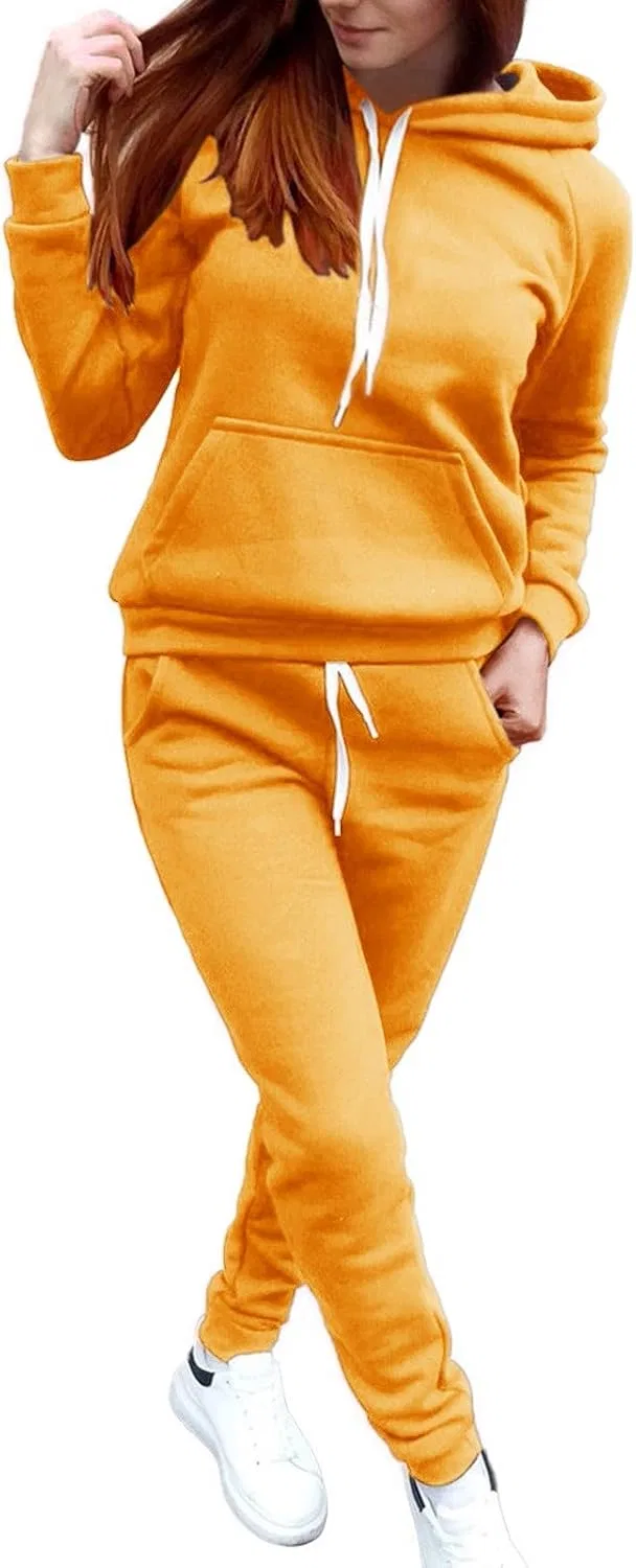 Женский спортивный комплект с худи и брюками, Yellow-2 — фото 2