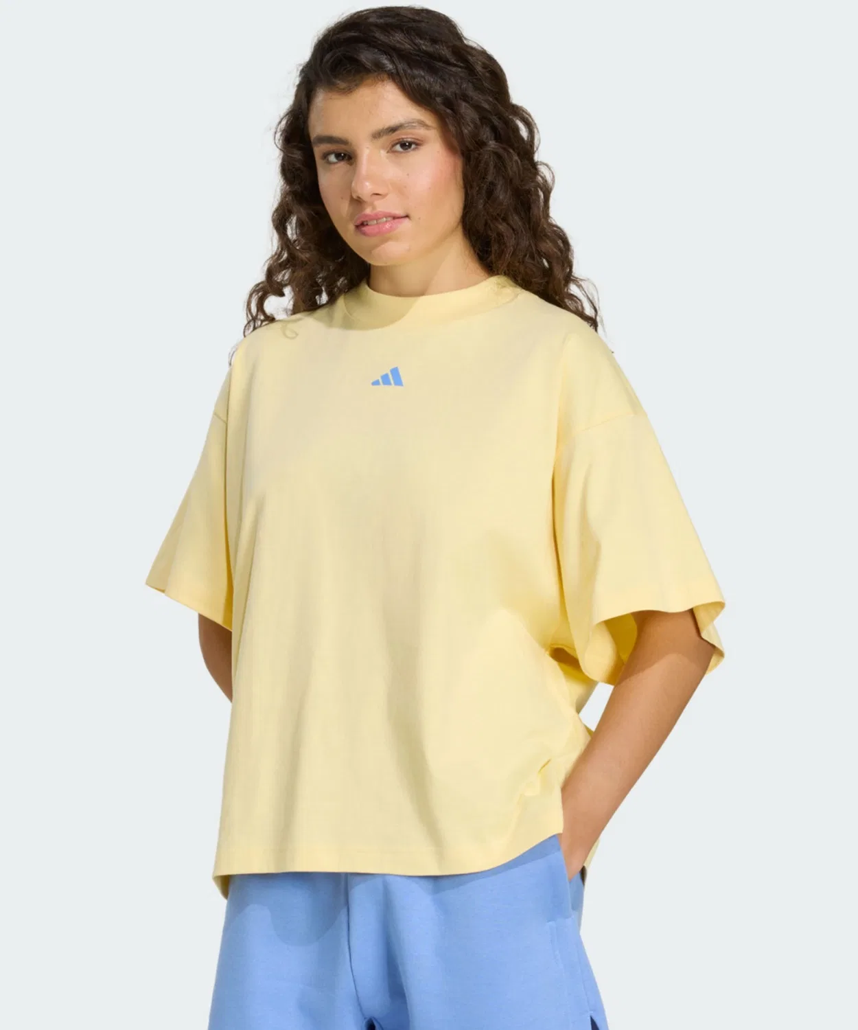 Женская футболка с длинным рукавомиз хлопка, модель 3STRIPES STUDIO LOOSE Adidas, Yellow