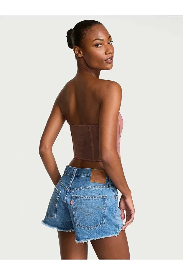 Женское бюстье без бретелек с принтом Vintage Blossom Victoria'S Secret, Nostalgic Pembe — фото 2