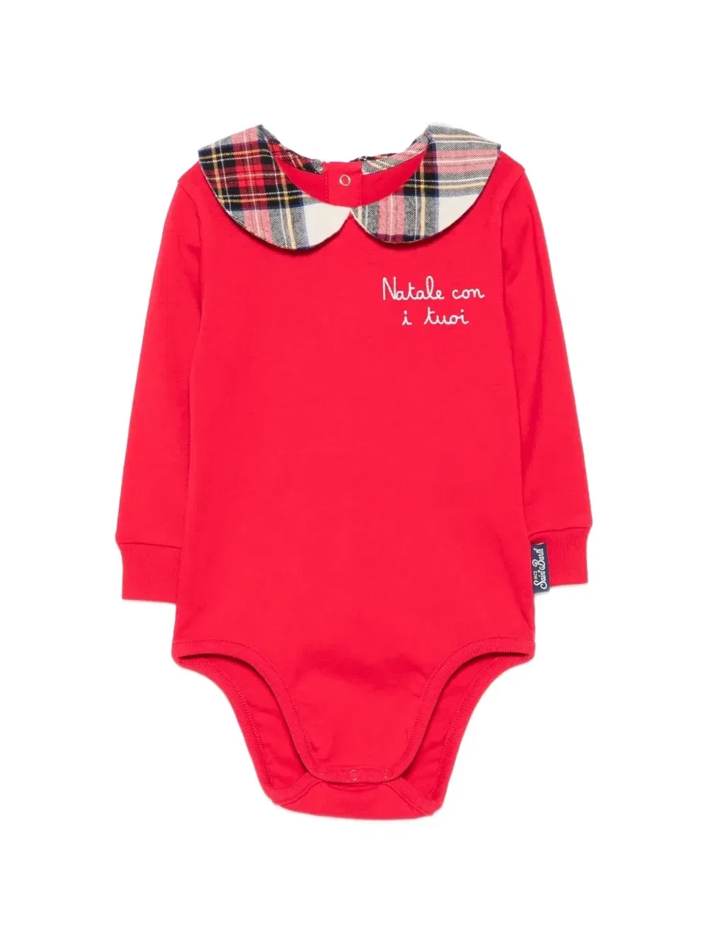 Боди с вышивкой и воротником в клетку MC2 Saint Barth Kids, красный