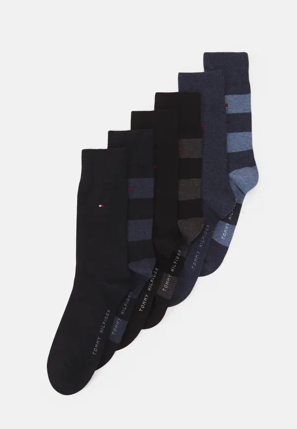Носки 6 пар полосатые Rugby 6pack Tommy Hilfiger blue black combo, черный