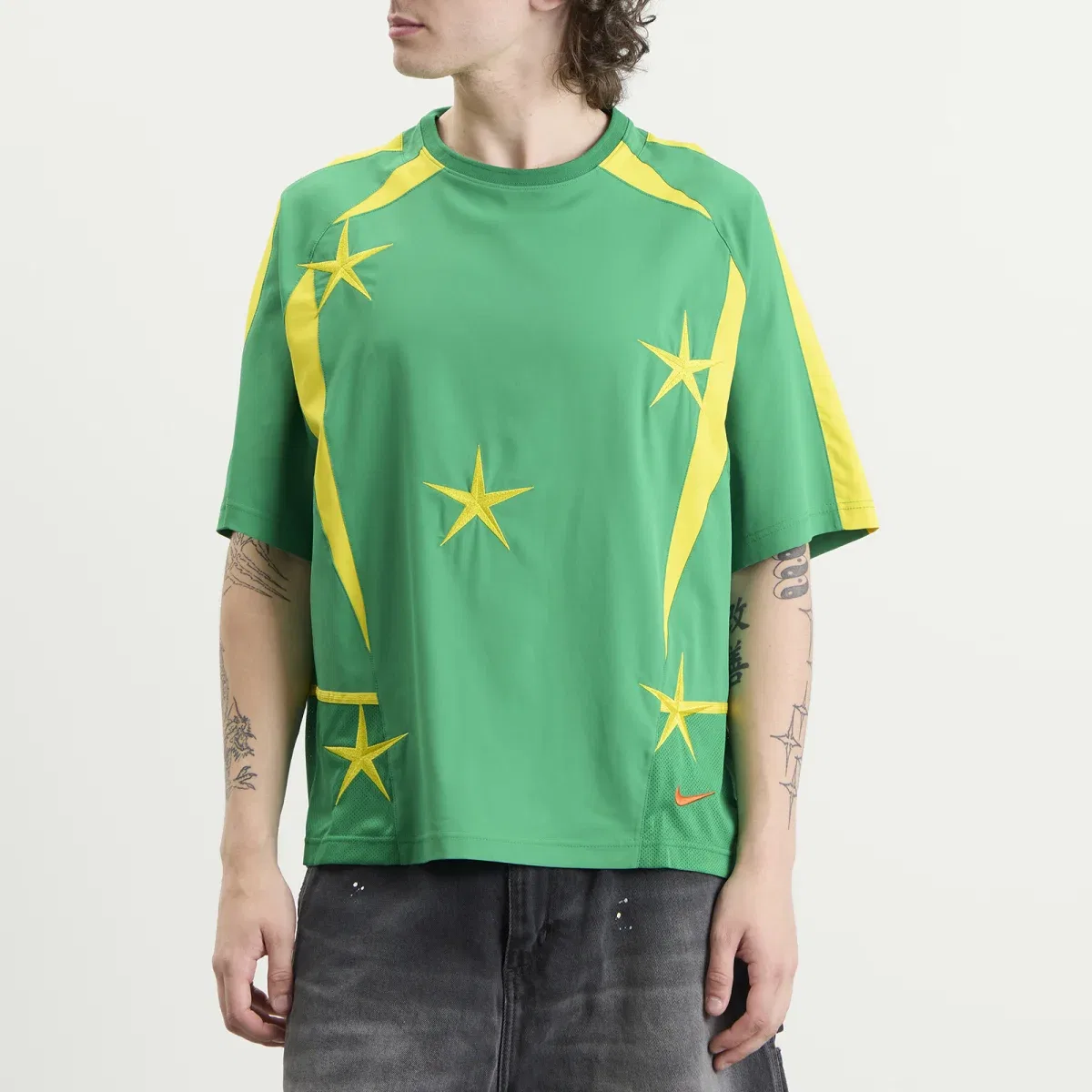 Футболка футбольная с сетчатыми вставками Ymh football jersey Nike, Court Green Lightening & Safety Orange — фото 2