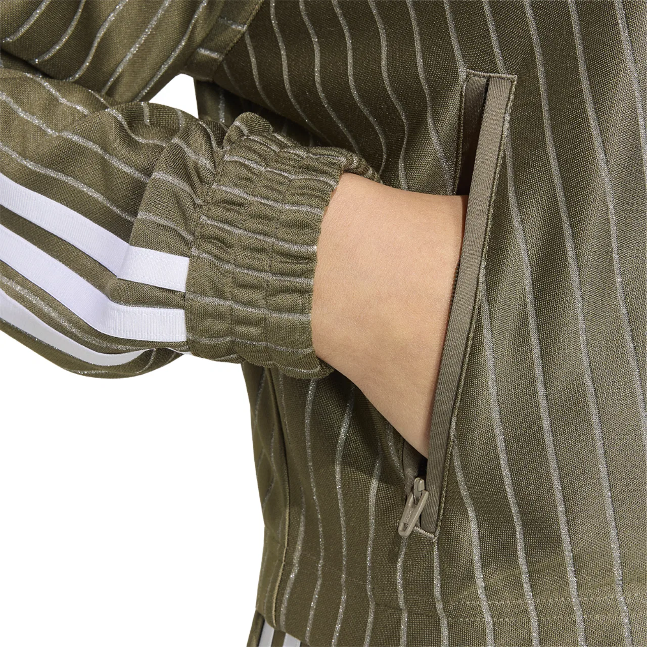 Женская куртка Firebird Pinstripe Track Top Adidas, цвет Branch/Silver Metallic — фото 4
