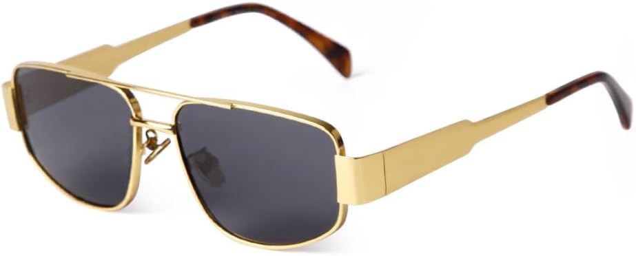 

Солнцезащитные очки в металлической оправе, прямоугольной формы, для мужчин и женщин, в стиле ретро, ​​с золотистым зеркальным покрытием, защита от УФ-излучения UV400 LANGSER, C3