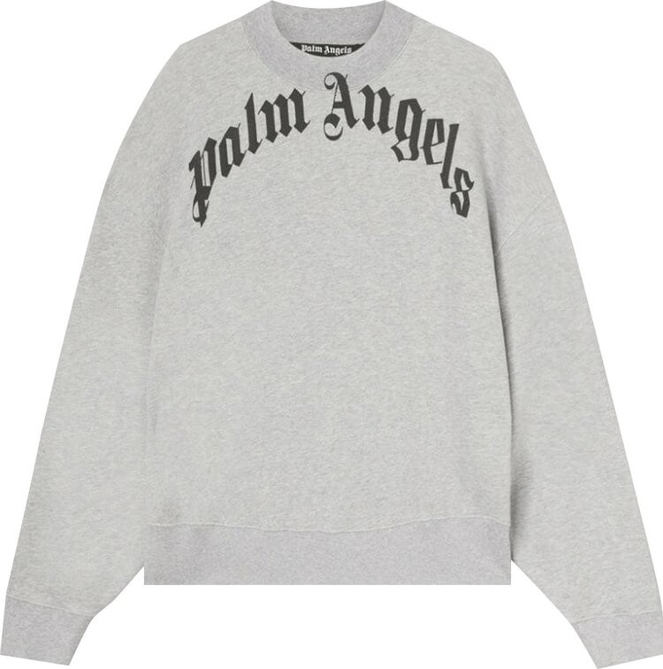 

Толстовка Palm Angels Curved Logo Crew 'Grey/Black', серый