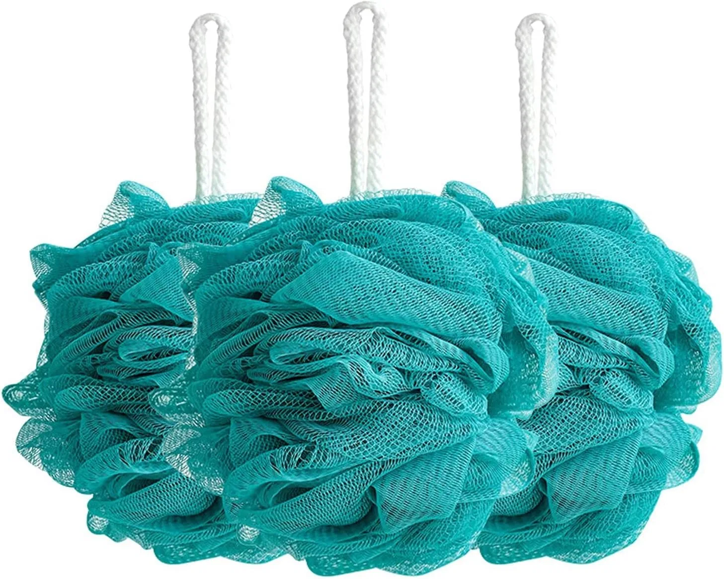 Мочалка для душа Mesh Pouf, AKAZI, 3 шт, 13 см, Зеленый