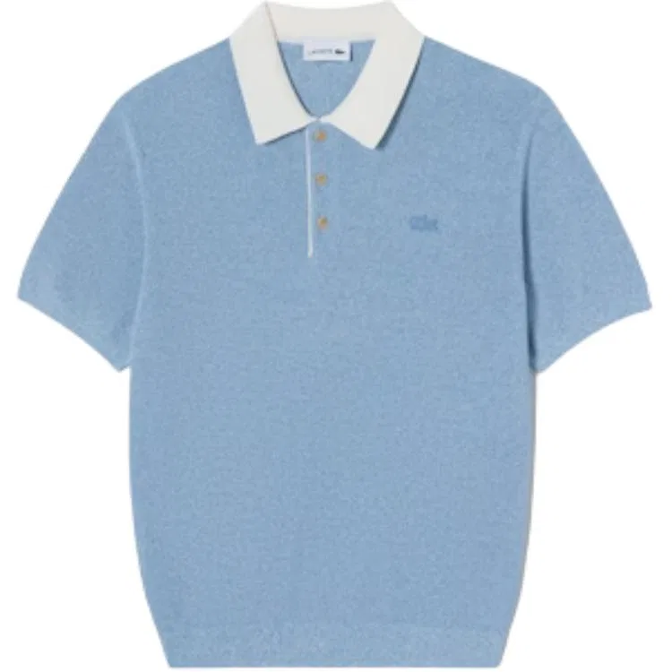 Мужское поло Lacoste, хлопковое пике, короткий рукав, AEY/синий