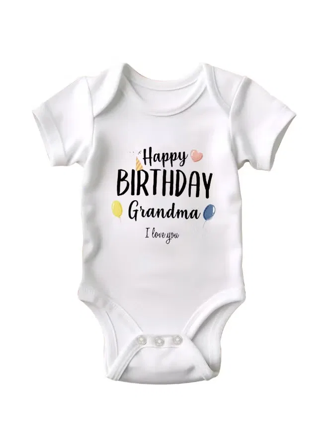 Боди-комбинезон с принтом Happy Birthday Grandma Matching Family Outfits, белый