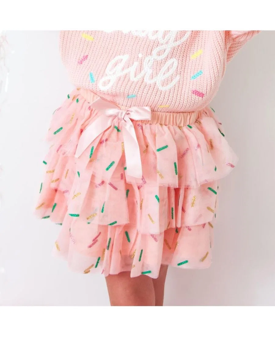 Юбка-пачка из фатина с блестками Birthday Girl Sprinkle Tiered Tutu Sweet Wink, Ballet Pink — фото 3