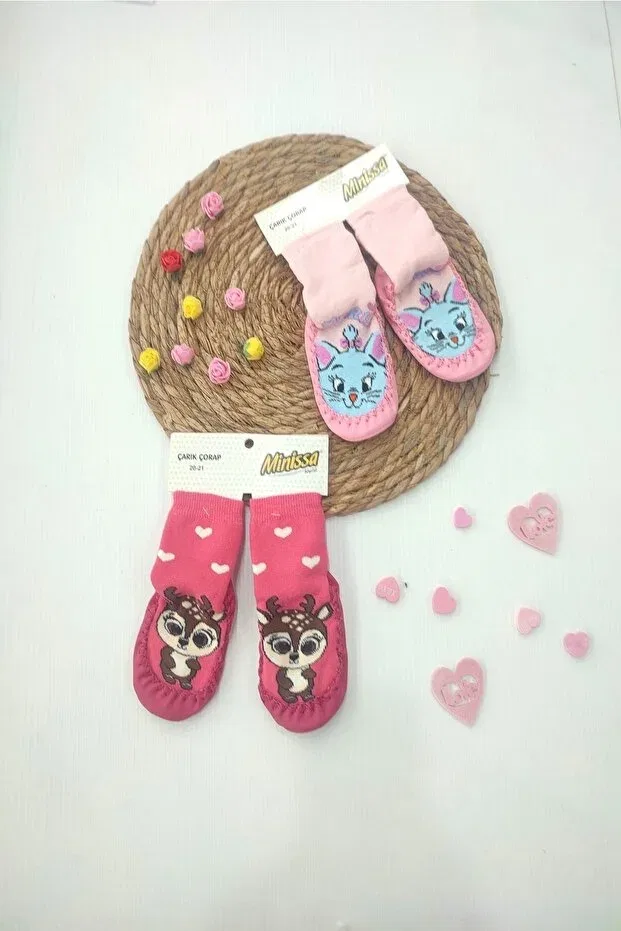Детские носки для новорожденных с жаккардовым плетением Minissa baby 2 pieces sandal socks Dubi Baby, Мультиколор