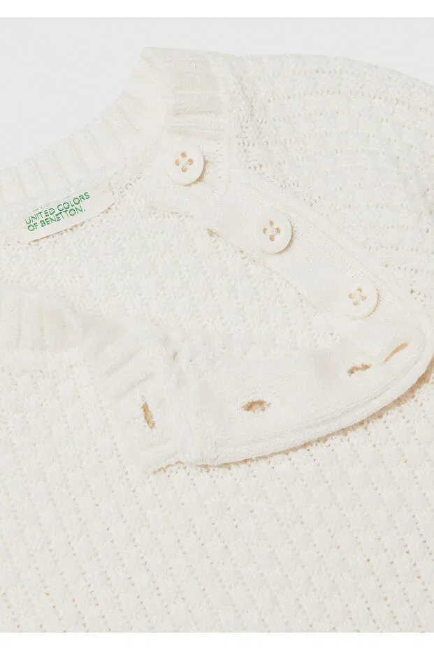 Детский комбинезон для девочек с длинным рукавом United Colors Of Benetton, Ecru — фото 3