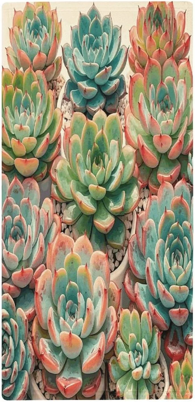 Мочалка из кораллового флиса KLSVTMEA, 1 шт, 72.9x35.1 см, Aquarell-sukkulenten-blume