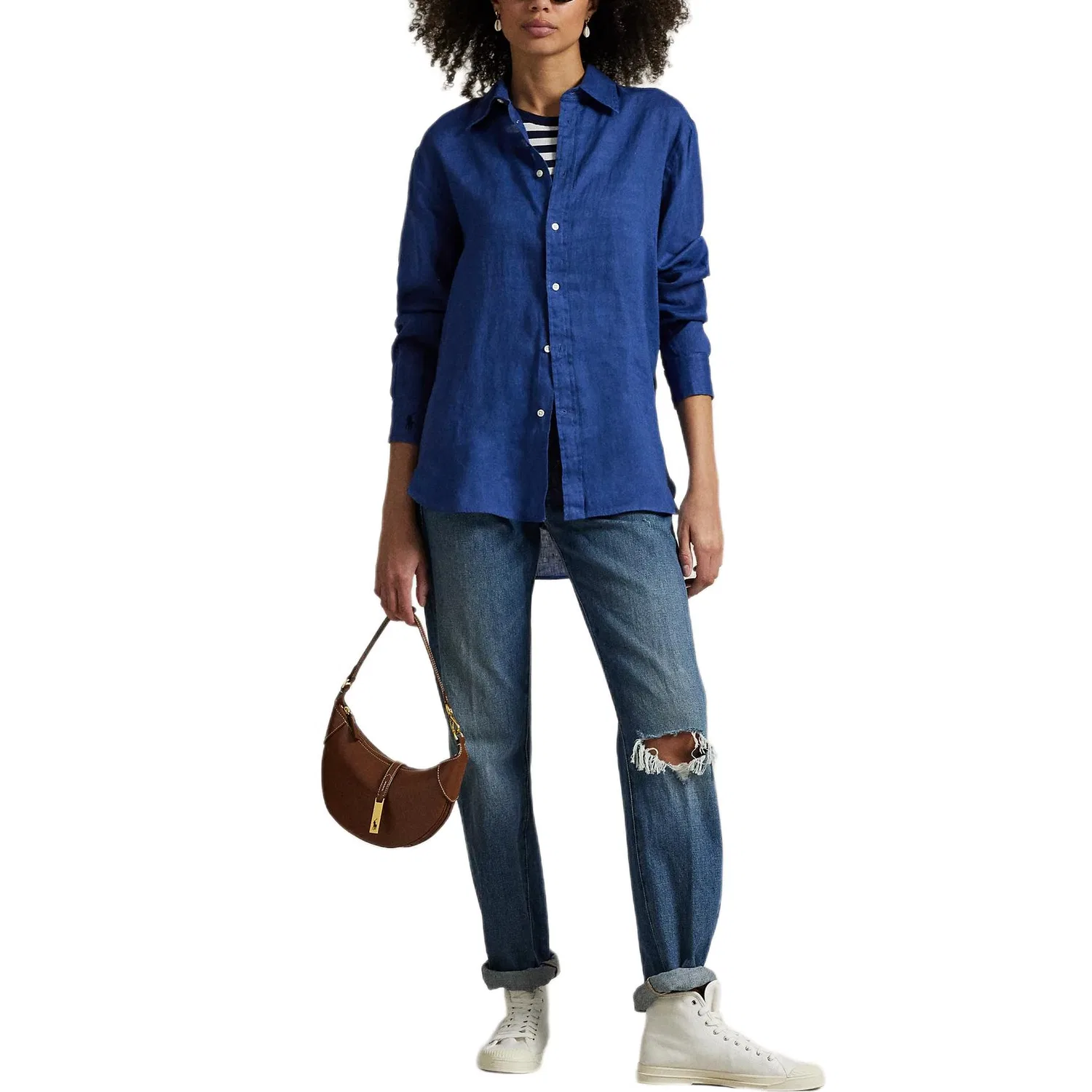 Женская рубашка с длинным рукавом Polo Ralph Lauren, Blue — фото 4