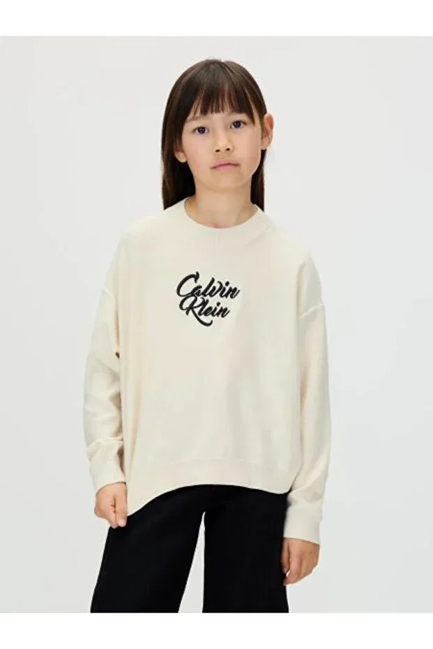 Детские свитшот для девочек с круглым вырезом Calvin Klein, Gray
