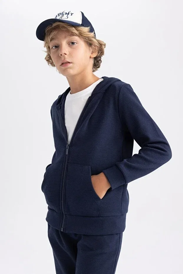 Детский кардиган с капюшоном Defacto, Navy Blue
