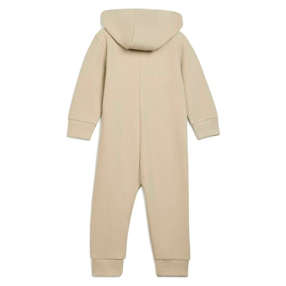 Детский утепленный комбинезон с капюшоном Adidas Originals Regular Hooded Winterized Rib Onesie, Beige — фото 2
